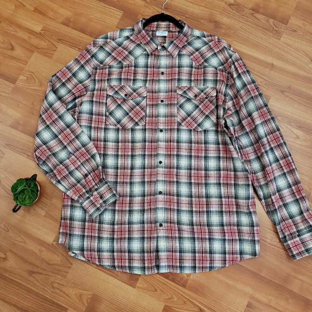 Wind River Plaid Snap Front Button Down Shirt Marks Work Warehouse Men's Sz XL